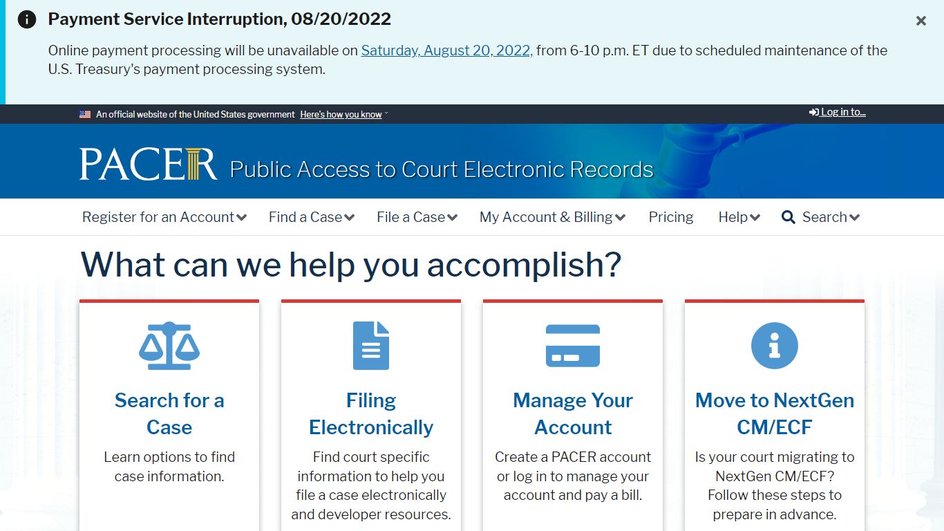 Public Access to Court Electronic Records | PACER: Federal Court Records